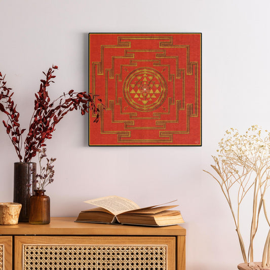 Expansion in Red Shree Yantra Canvas Art