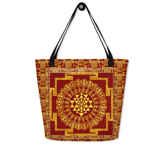 Grand Yantra Supreme Red All-Over Print Large Tote Bag