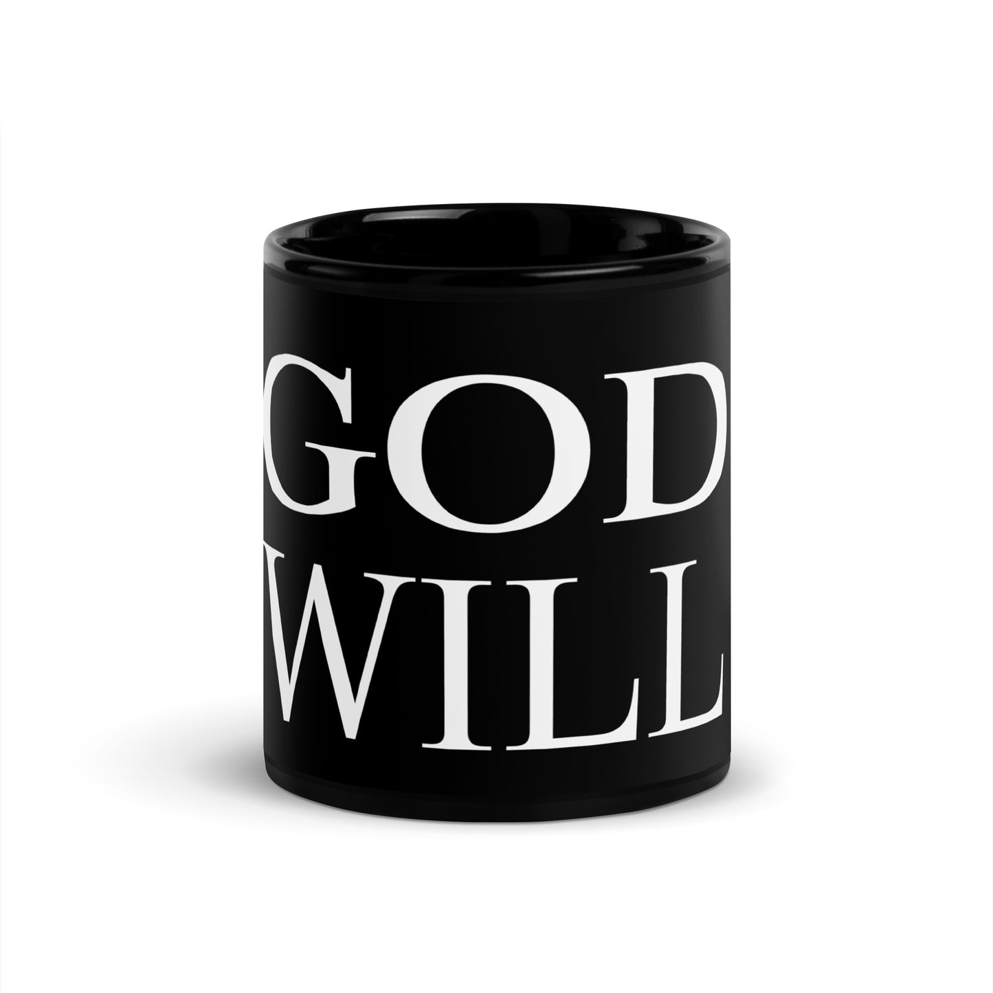 God Will Black Glossy Mug