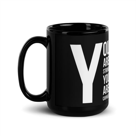 You Are Capable Black Glossy Mug