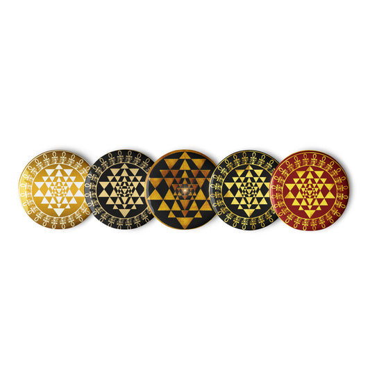 Set of Yantra Mandela pin buttons