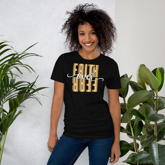 Faith over Fear in Gold Unisex t-shirt