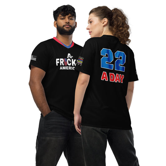 A Frickin American 22 A Day Recycled unisex sports jersey