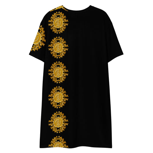 Golden Gye Nyame - God is Supreme Black T-shirt dress