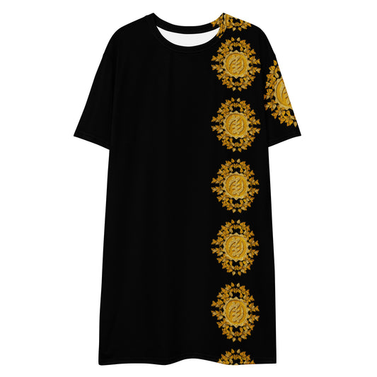 Golden Gye Nyame - God is Supreme Black T-shirt dress