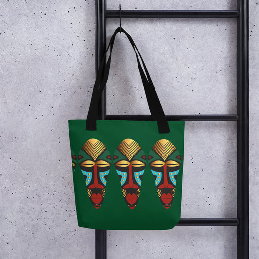 African Mask Green Tote bag
