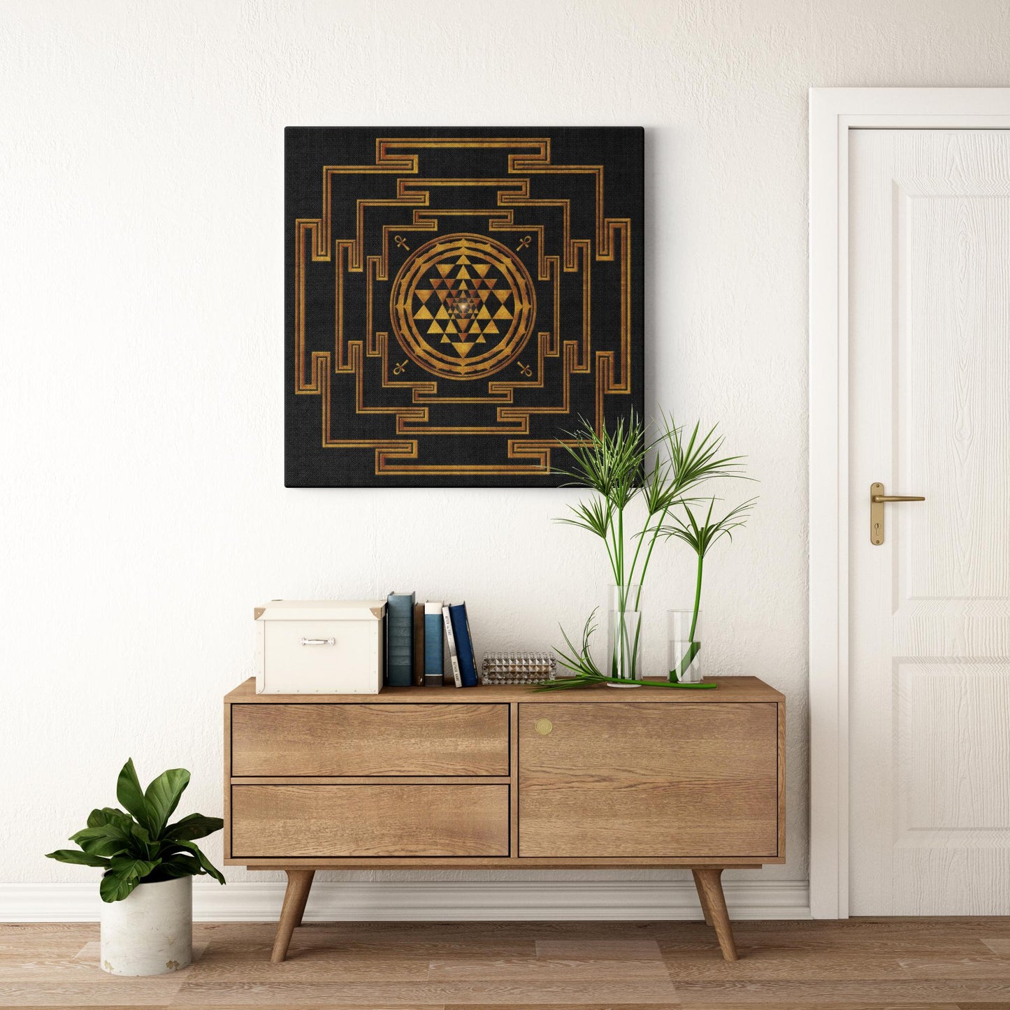 3 Golden Shree Yantra Canvas Art