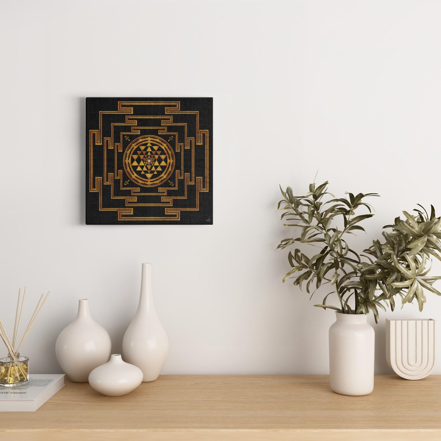 3 Golden Shree Yantra Canvas Art