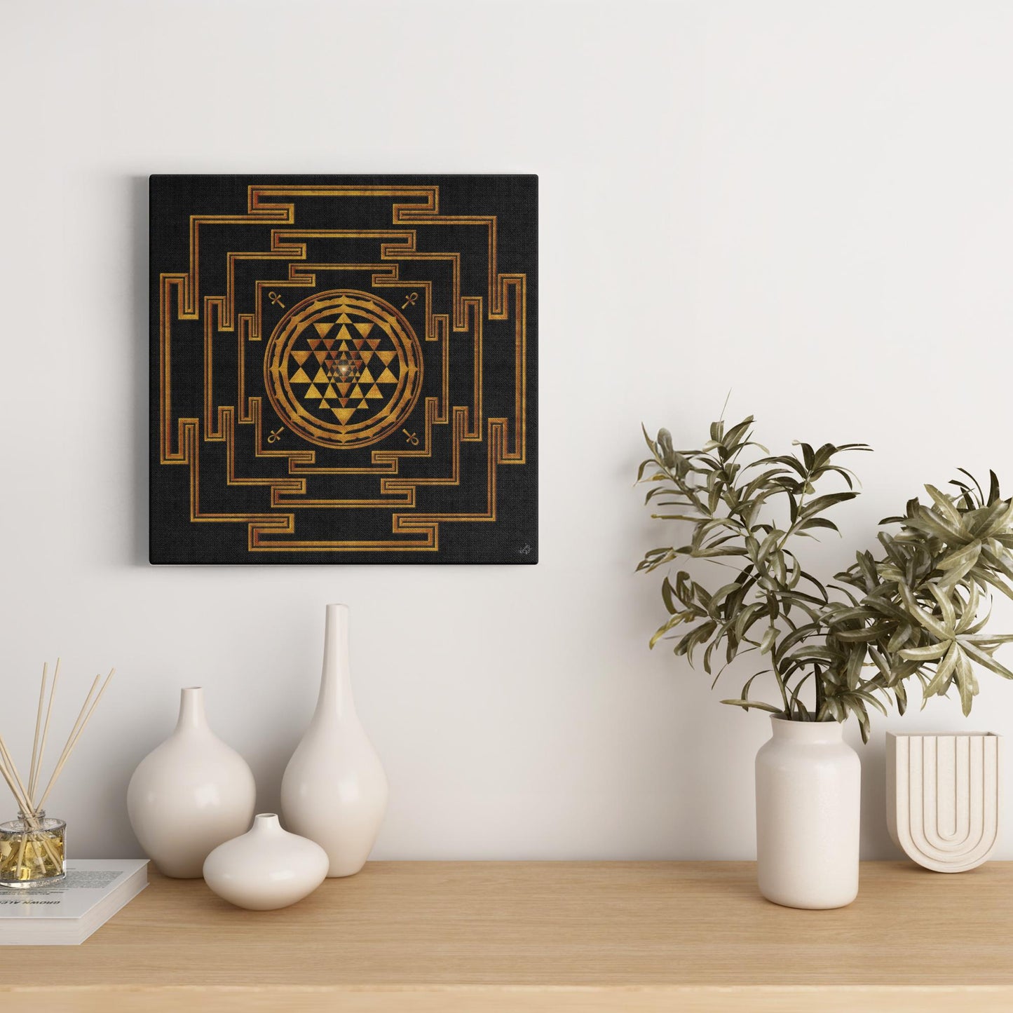 3 Golden Shree Yantra Canvas Art