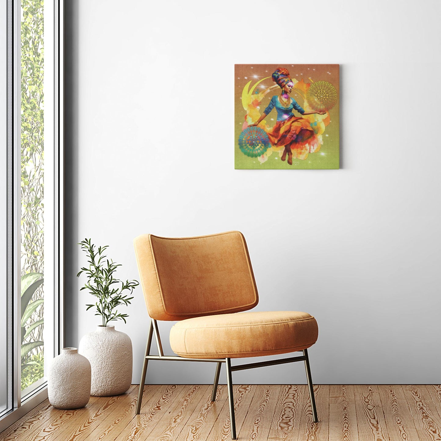 Sitting With Grand Shree Yantra Supreme Canvas Art