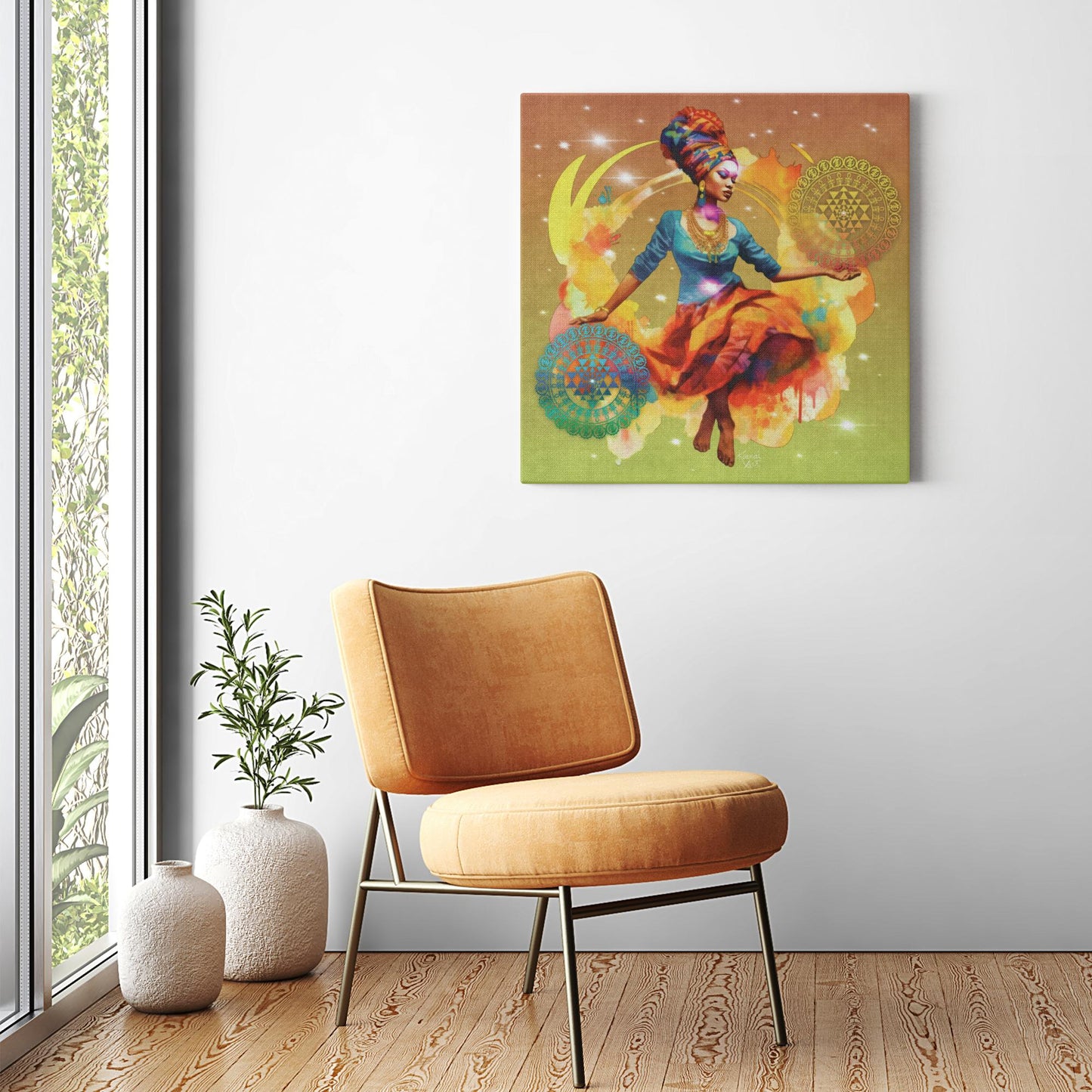 Sitting With Grand Shree Yantra Supreme Canvas Art