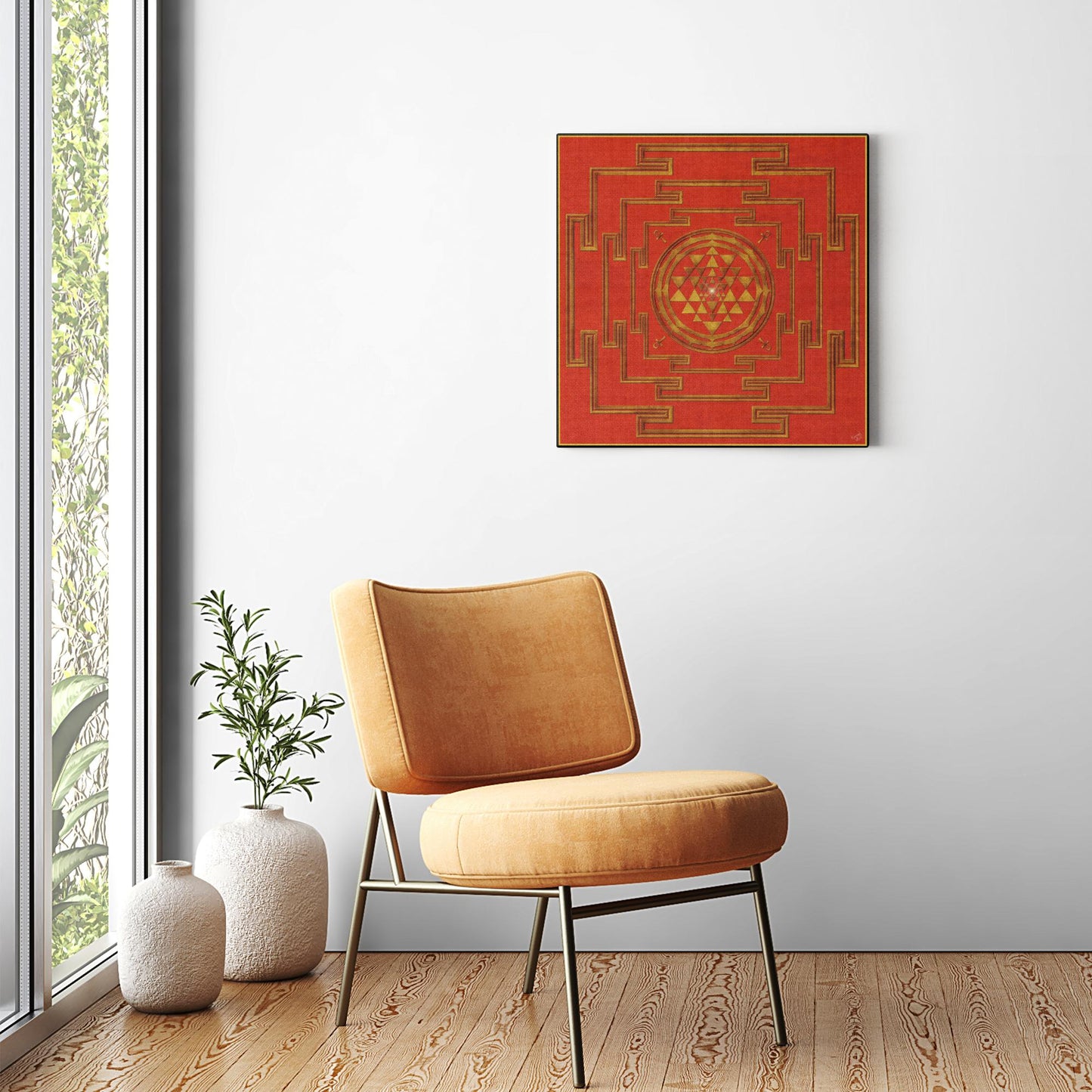 Expansion in Red Shree Yantra Canvas Art