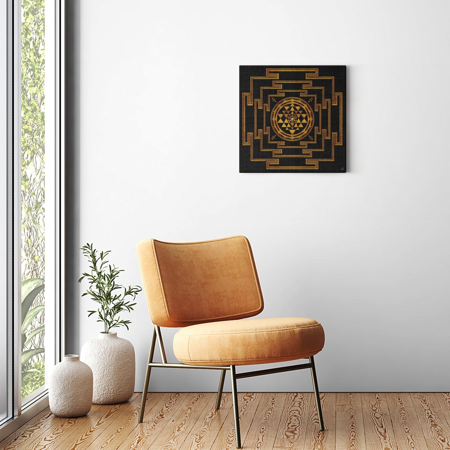 3 Golden Shree Yantra Canvas Art