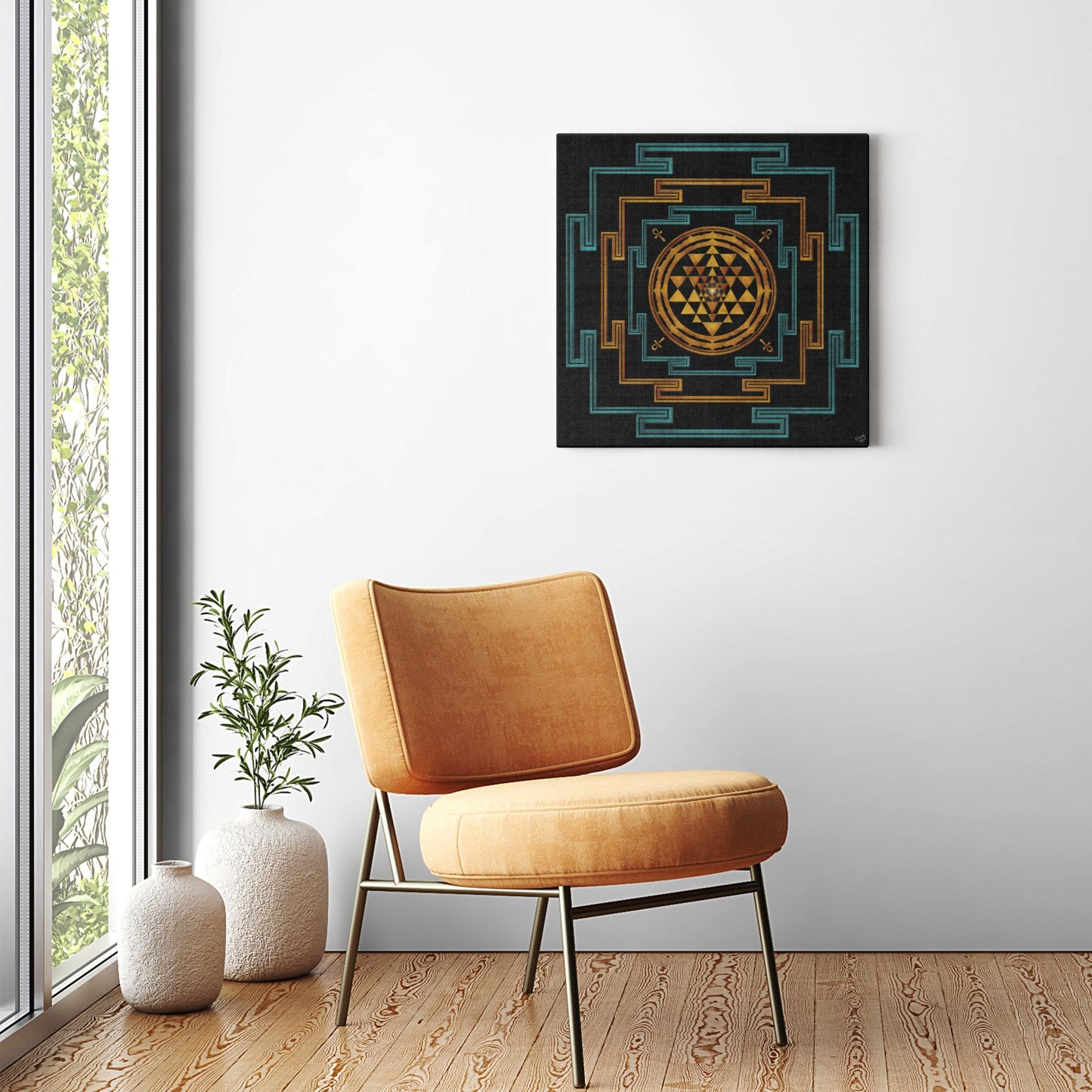 Three In One Shree (Sri) Yantra with Ankh Canvas Art