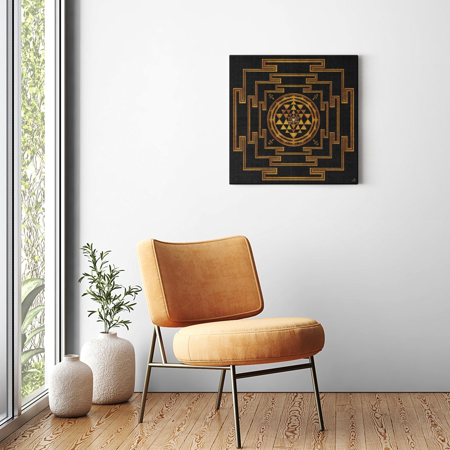 3 Golden Shree Yantra Canvas Art