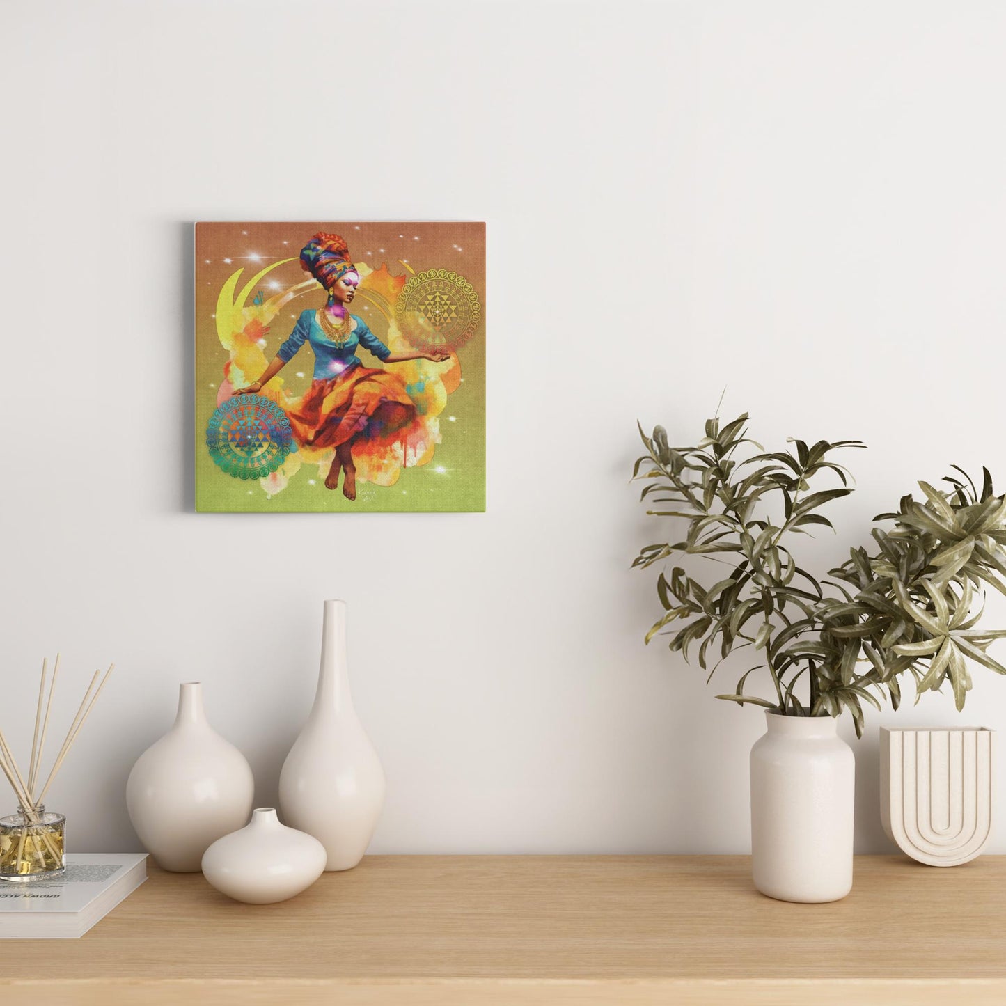 Sitting With Grand Shree Yantra Supreme Canvas Art