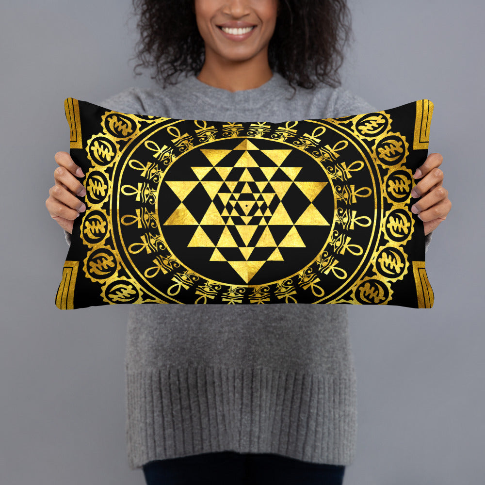 Grand Yantra Supreme Black Pillow