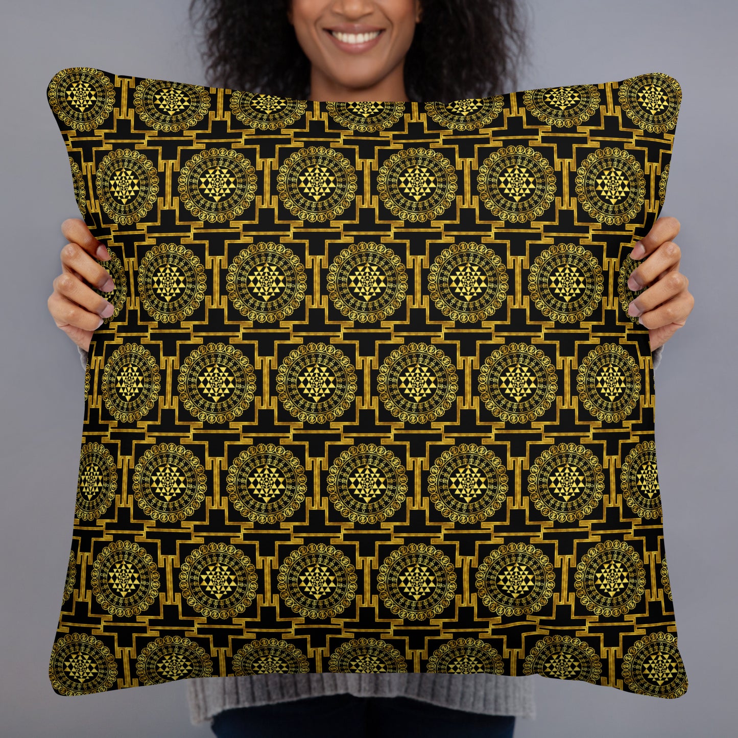 Grand Yantra Supreme Black Pillow