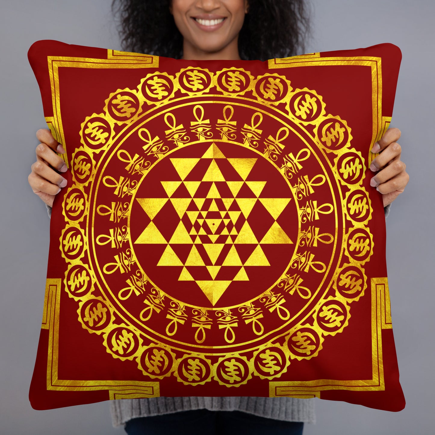 Grand Yantra Supreme Red Pillow