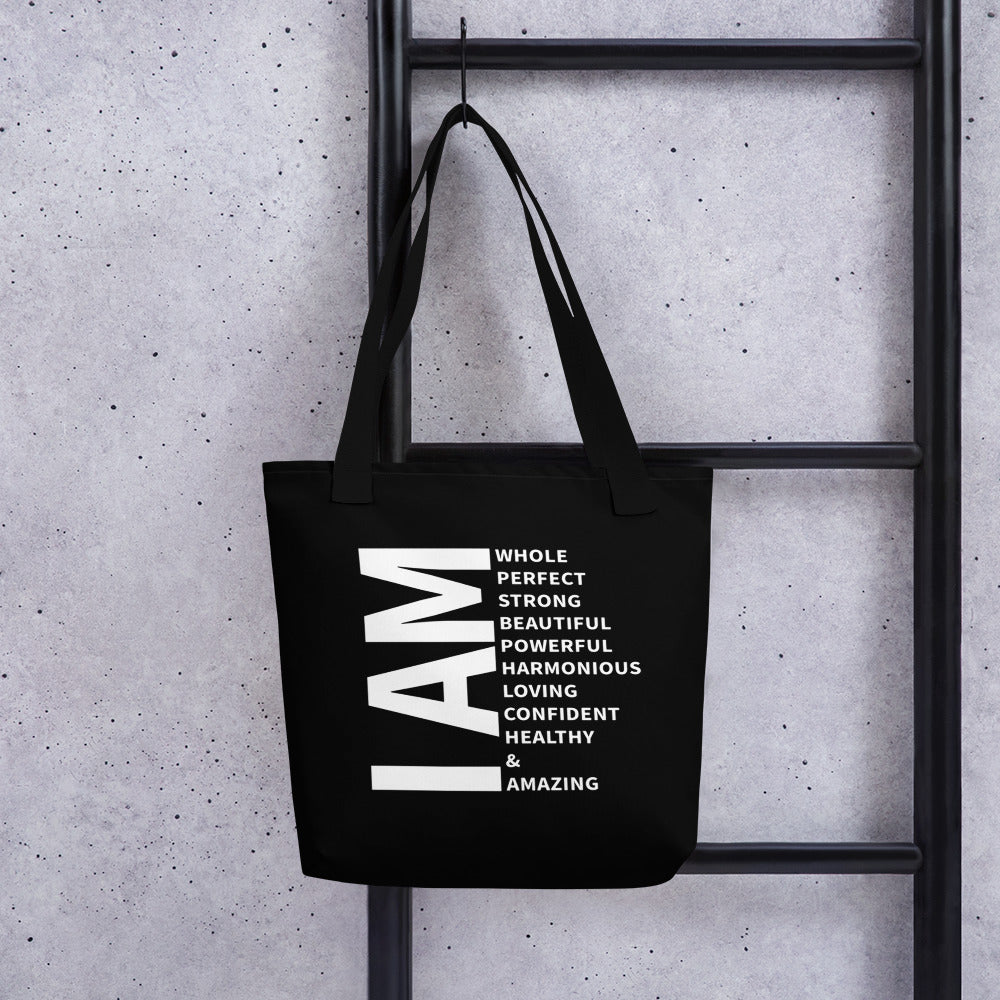 I Am Whole Affirmation Black Tote Bag