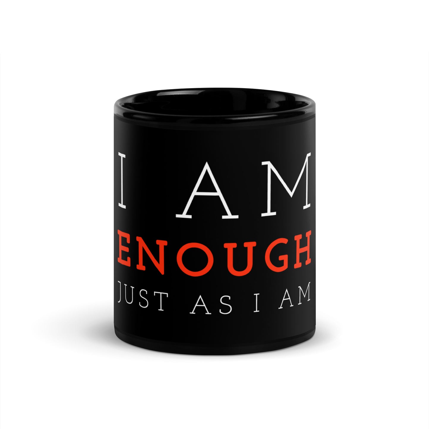 I Am Enough Black Glossy Mug