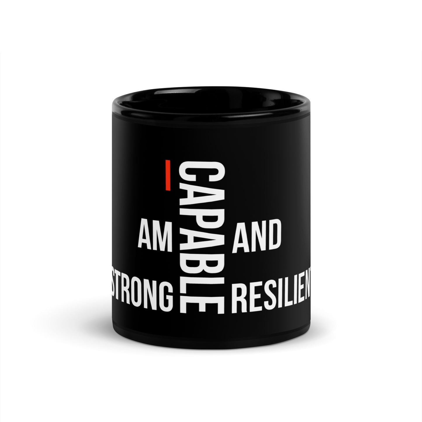 I Am Capable Black Glossy Mug