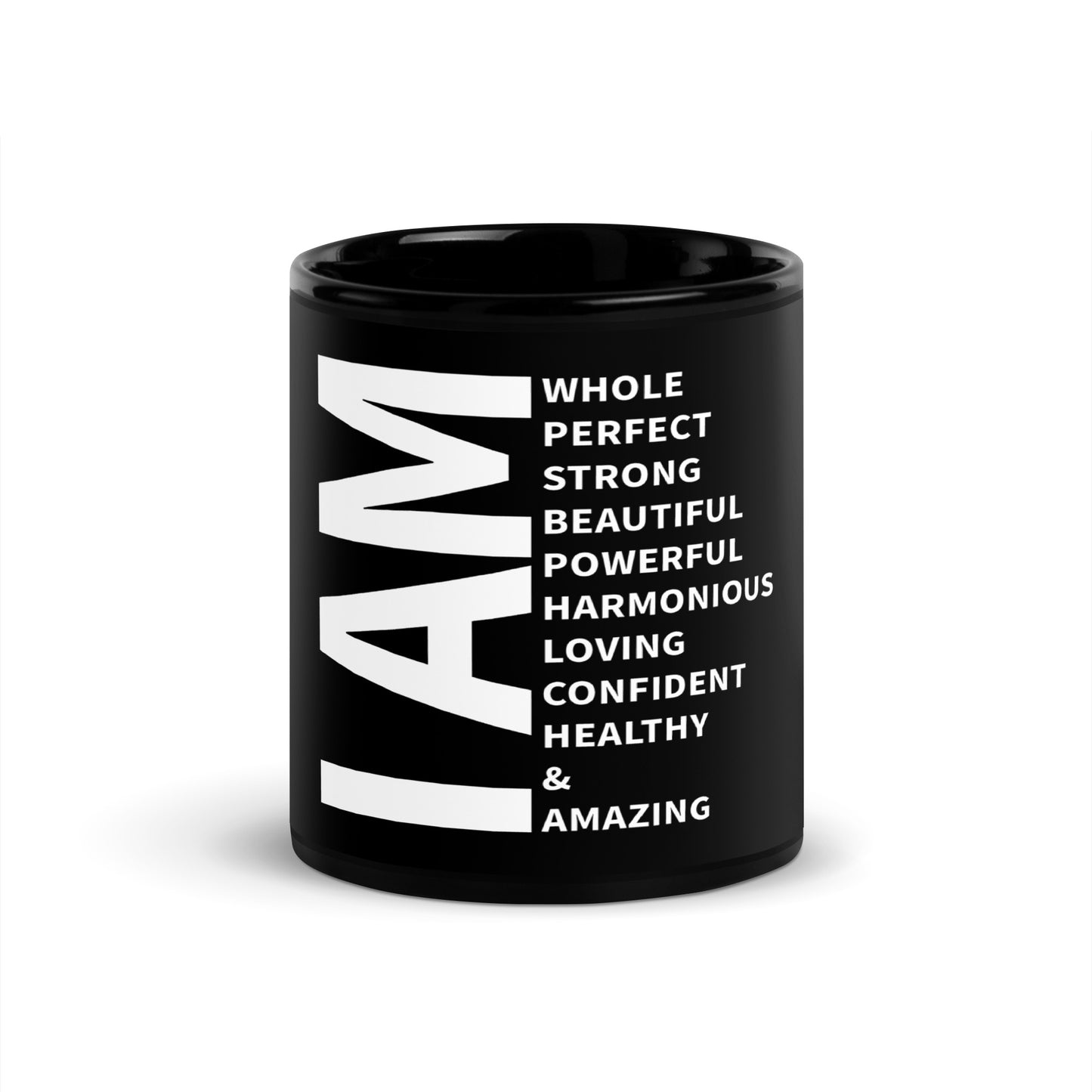 I Am Affirmation Black Glossy Mug