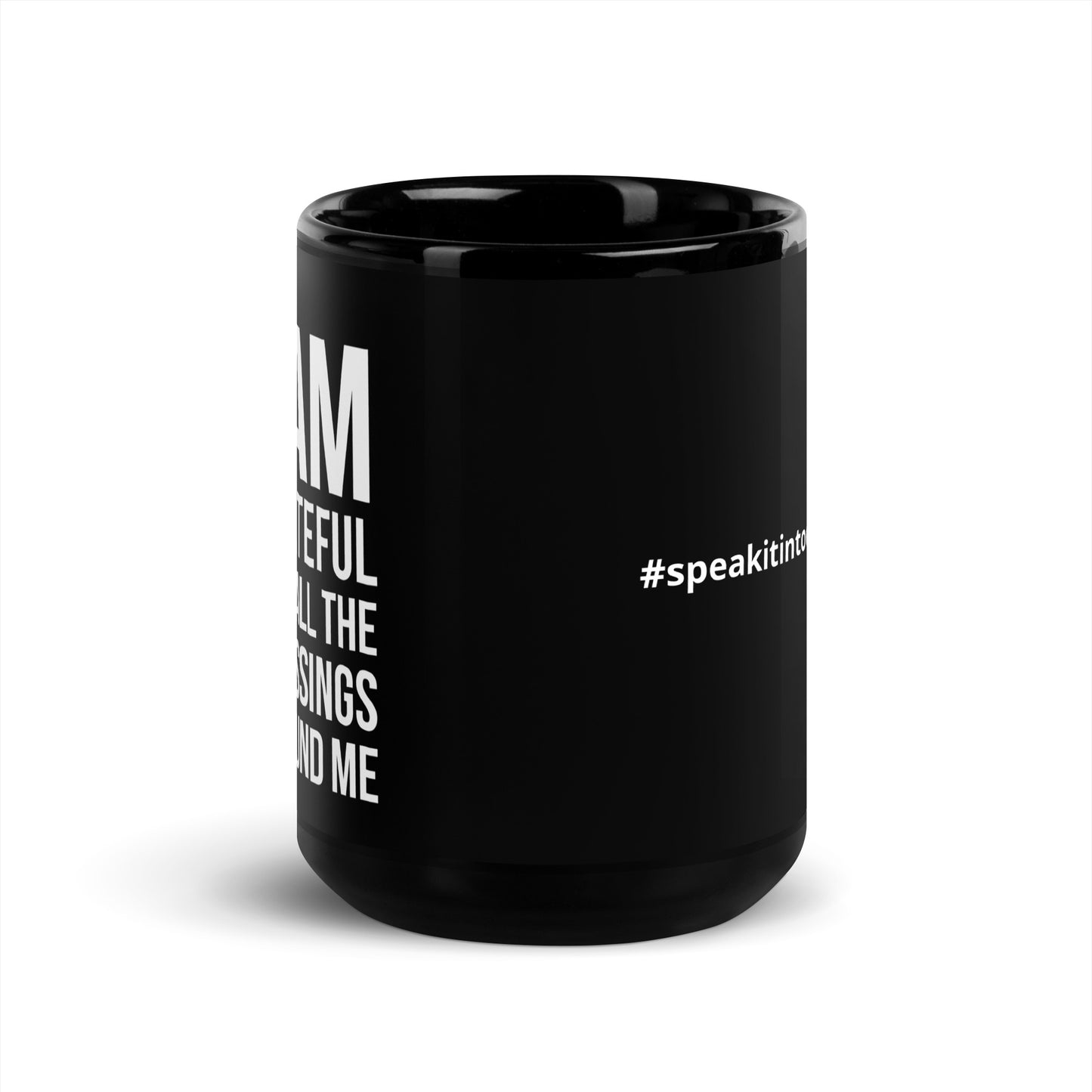 I Am Grateful For Black Glossy Mug