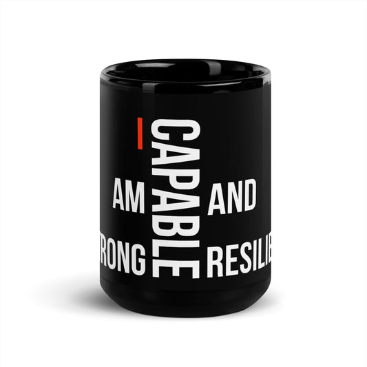 I Am Capable Black Glossy Mug