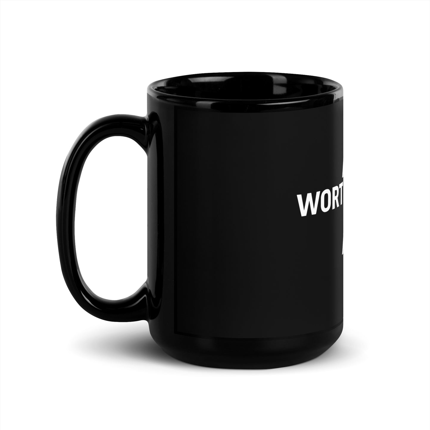 I Am Worthy I Am Desired Black Glossy Mug