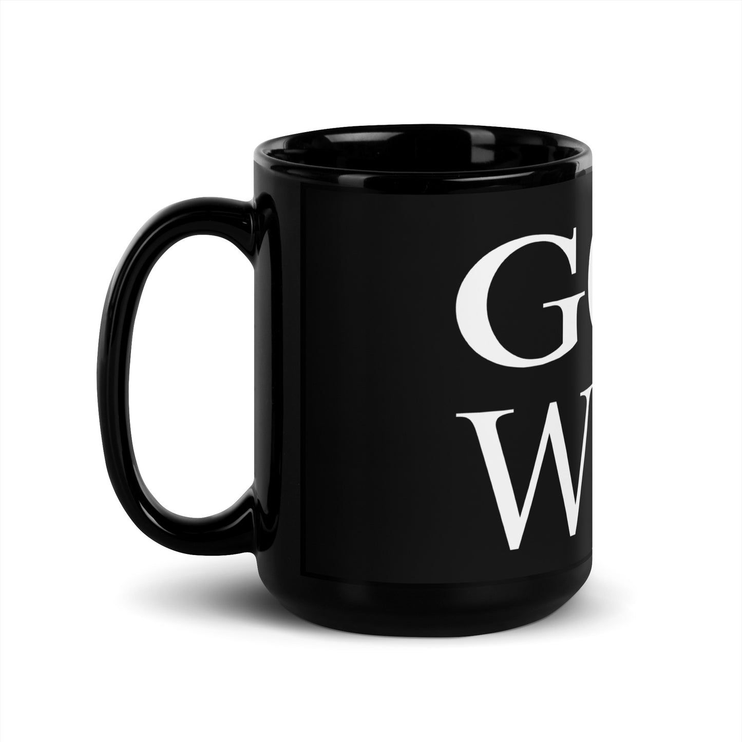 God Will Black Glossy Mug