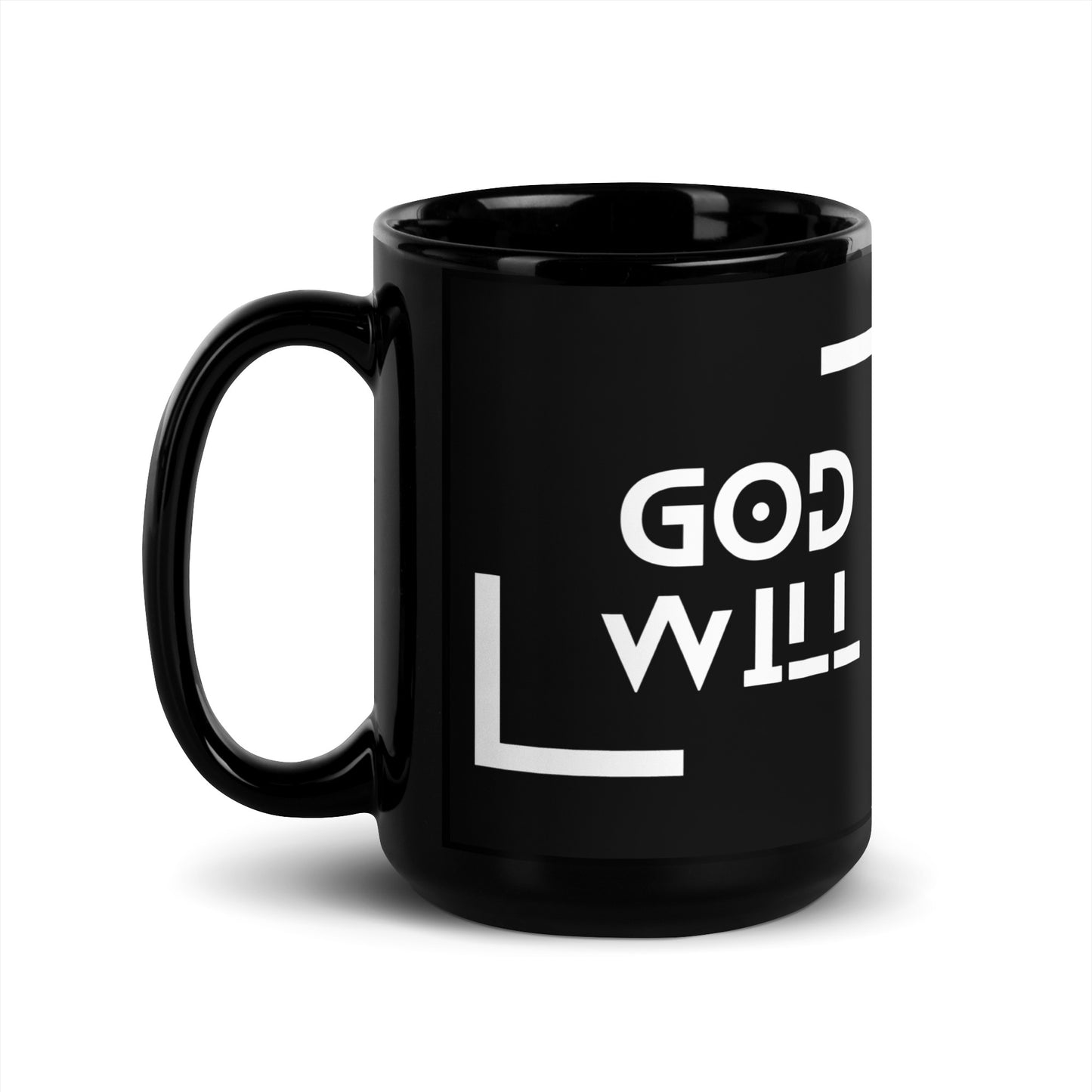 God Will Graphic Black Glossy Mug