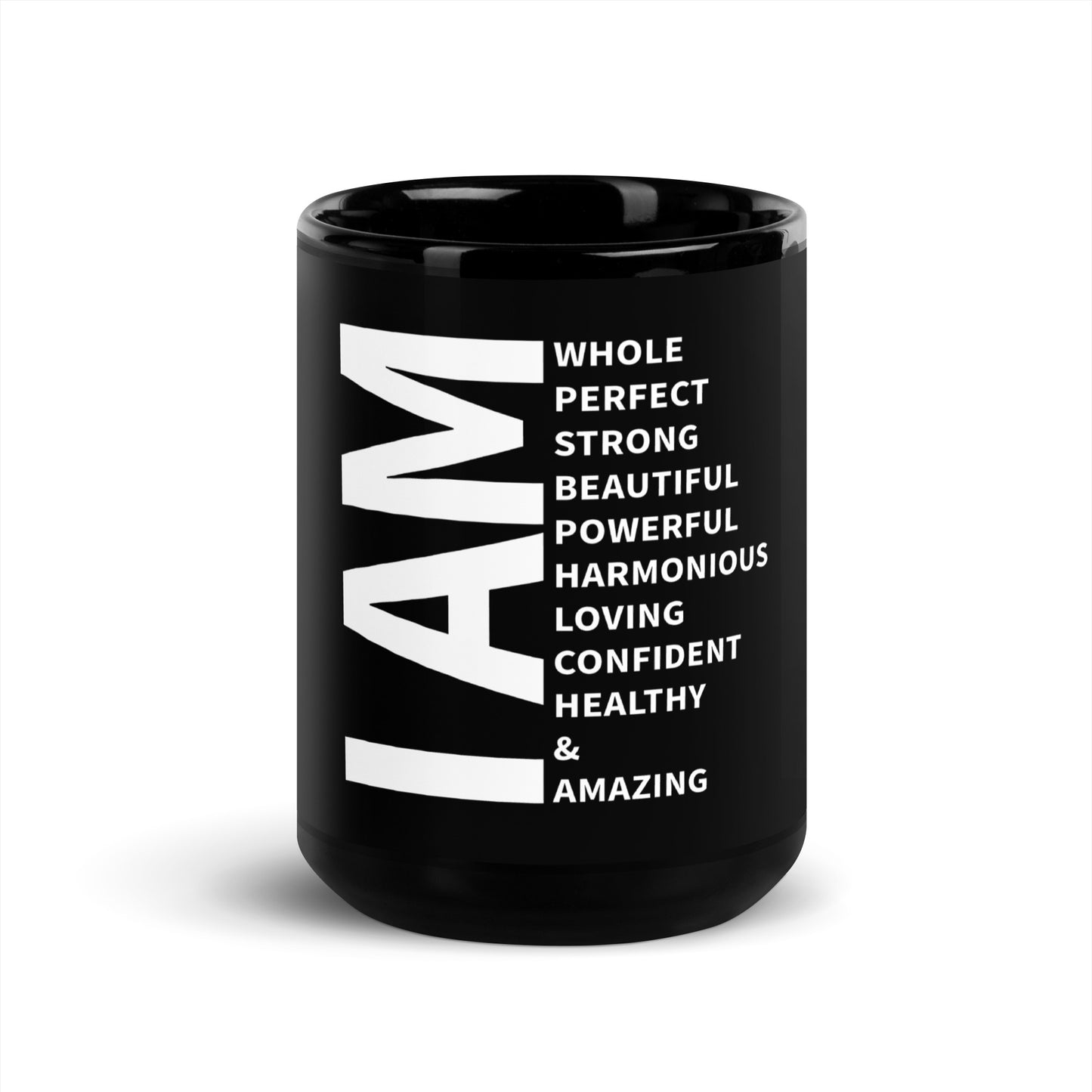 I Am Affirmation Black Glossy Mug