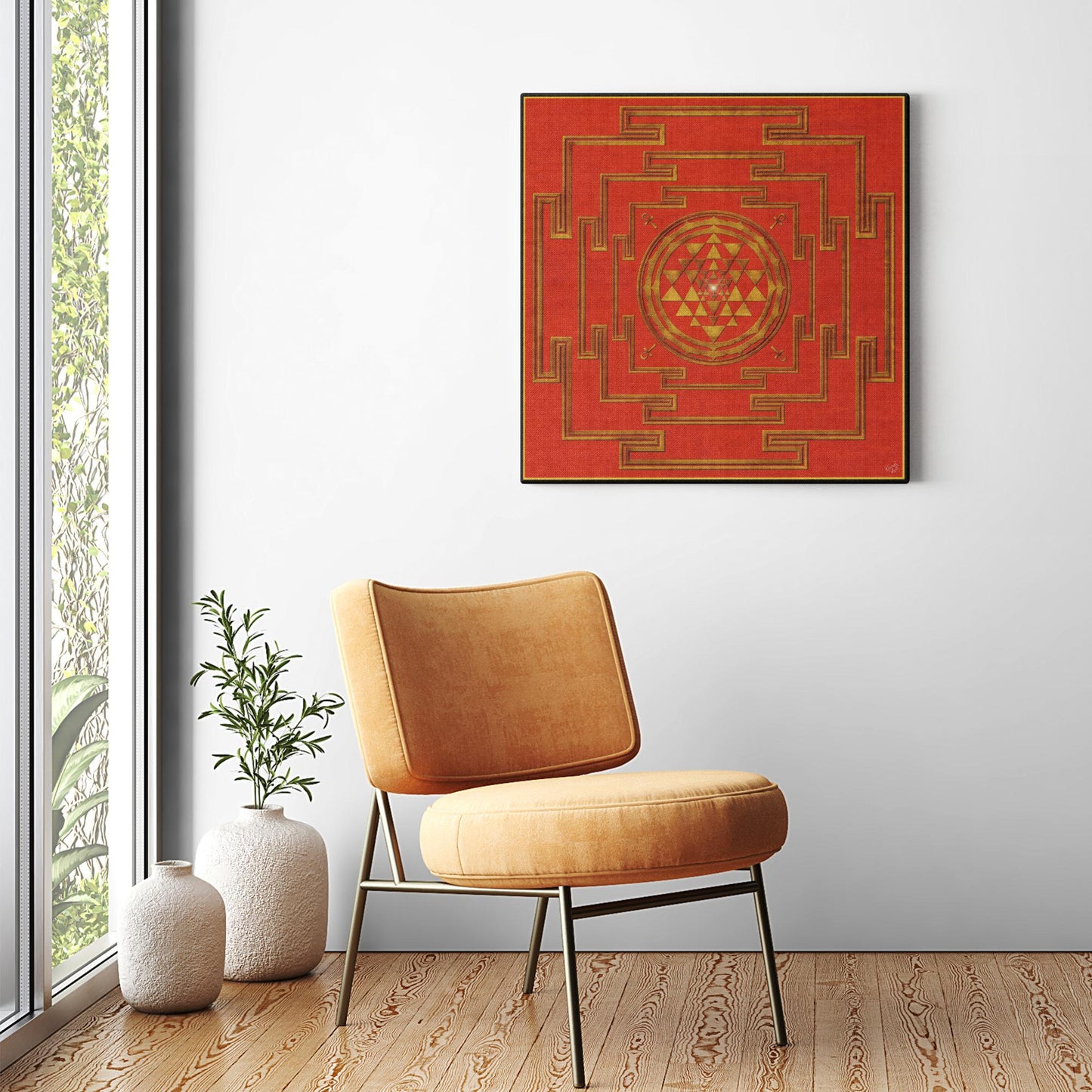 Expansion in Red Shree Yantra Canvas Art