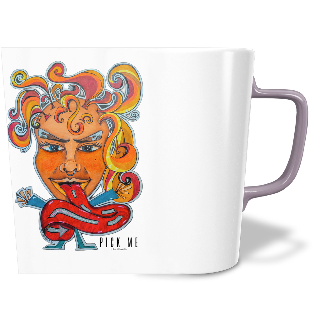 Pick Me Designer Cafe Mugs by KarmaiArt