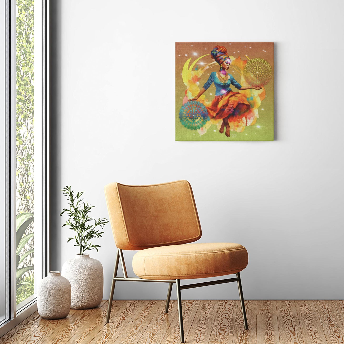 Sitting With Grand Shree Yantra Supreme Canvas Art