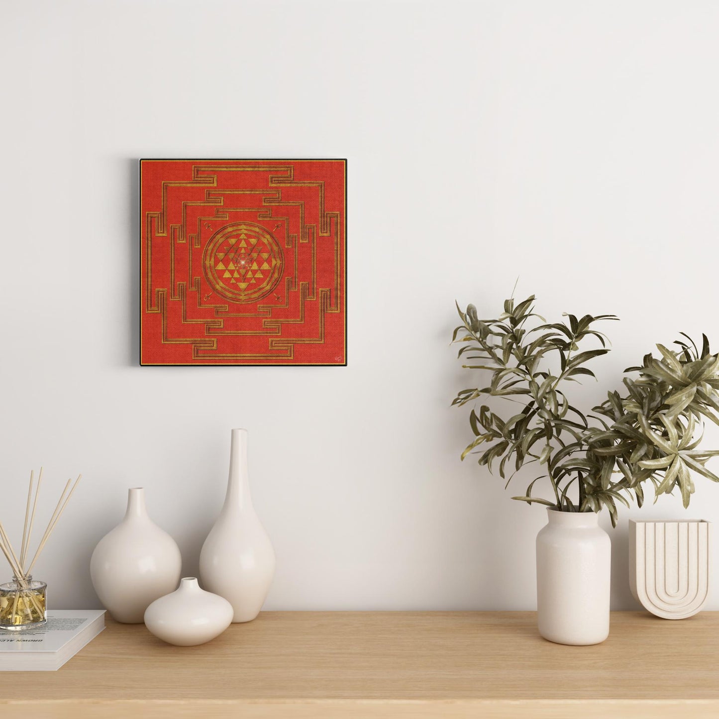 Expansion in Red Shree Yantra Canvas Art