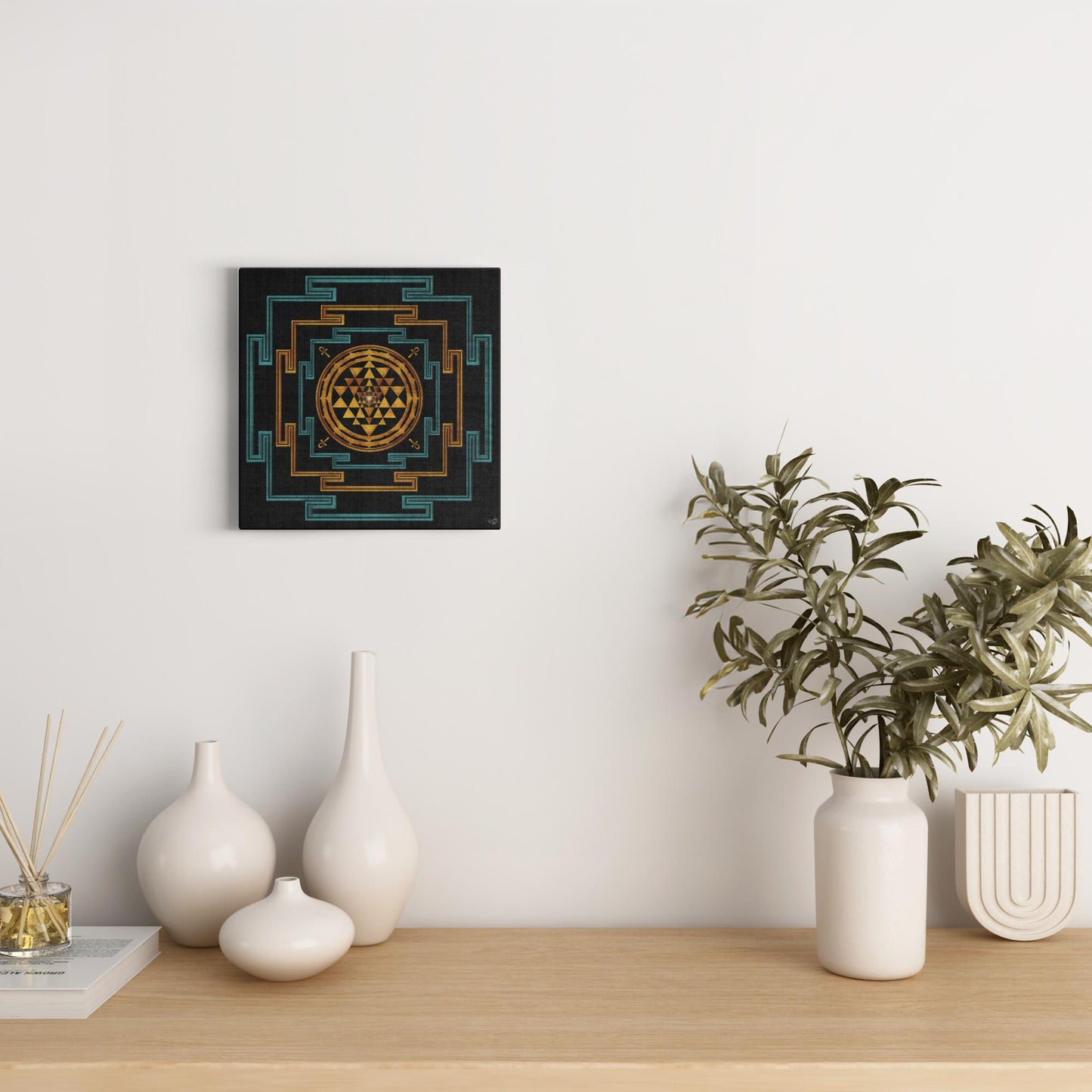 Three In One Shree (Sri) Yantra with Ankh Canvas Art