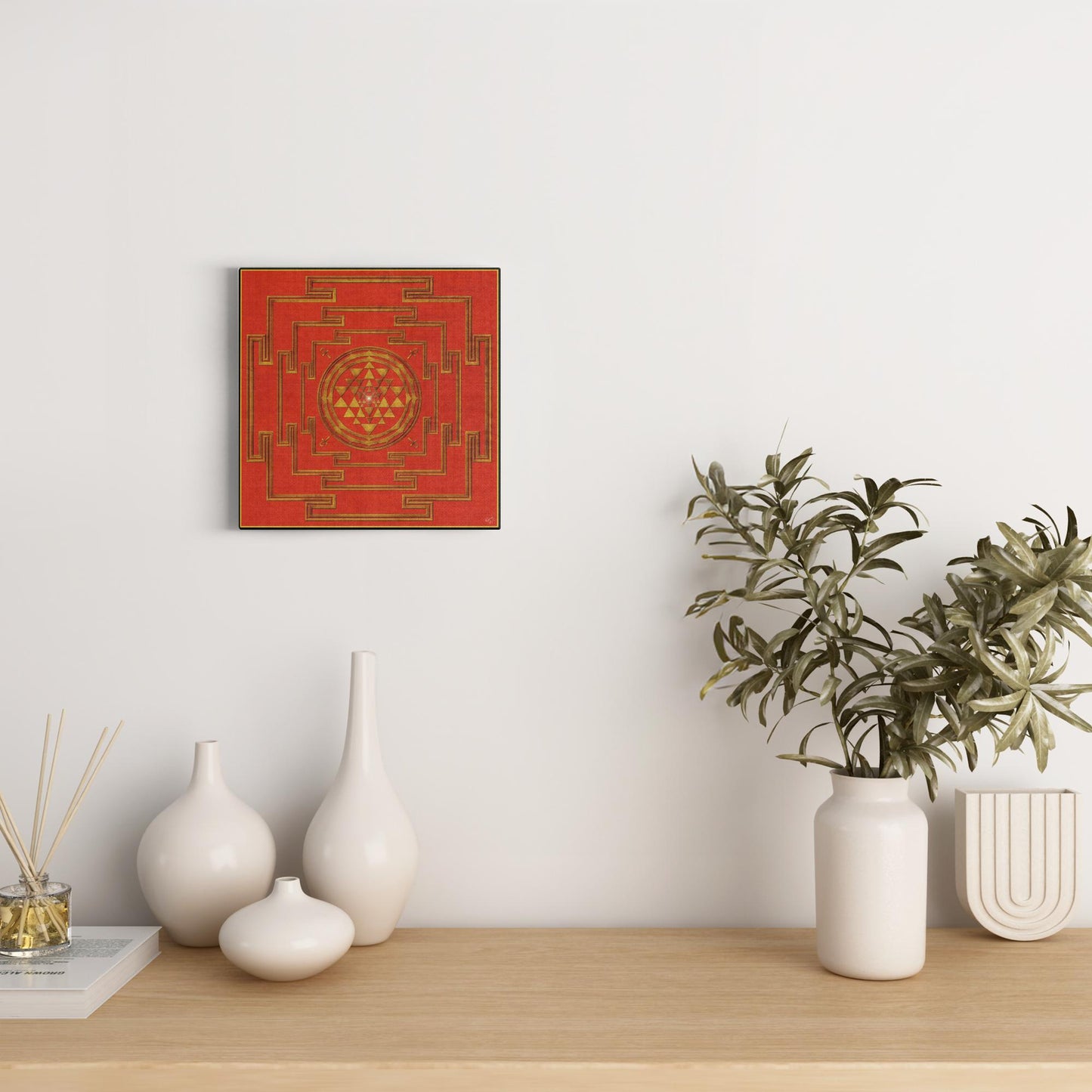 Expansion in Red Shree Yantra Canvas Art