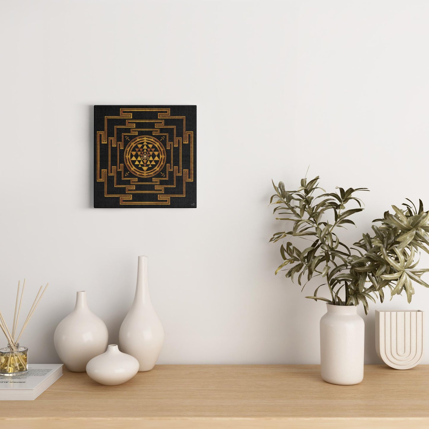 3 Golden Shree Yantra Canvas Art