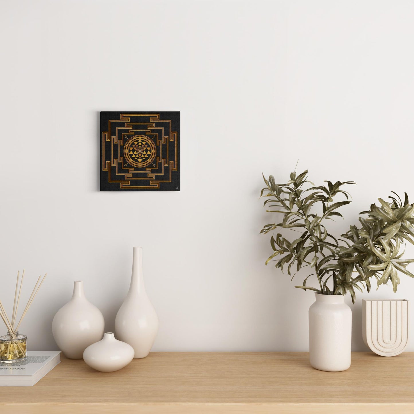 3 Golden Shree Yantra Canvas Art