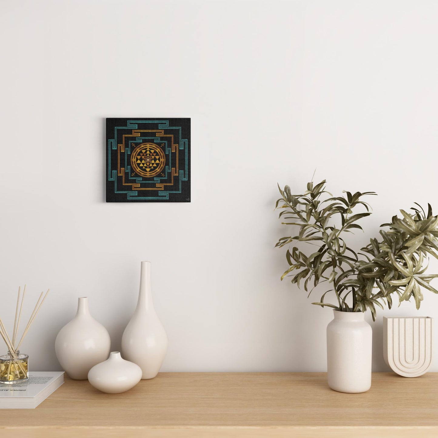 Three In One Shree (Sri) Yantra with Ankh Canvas Art