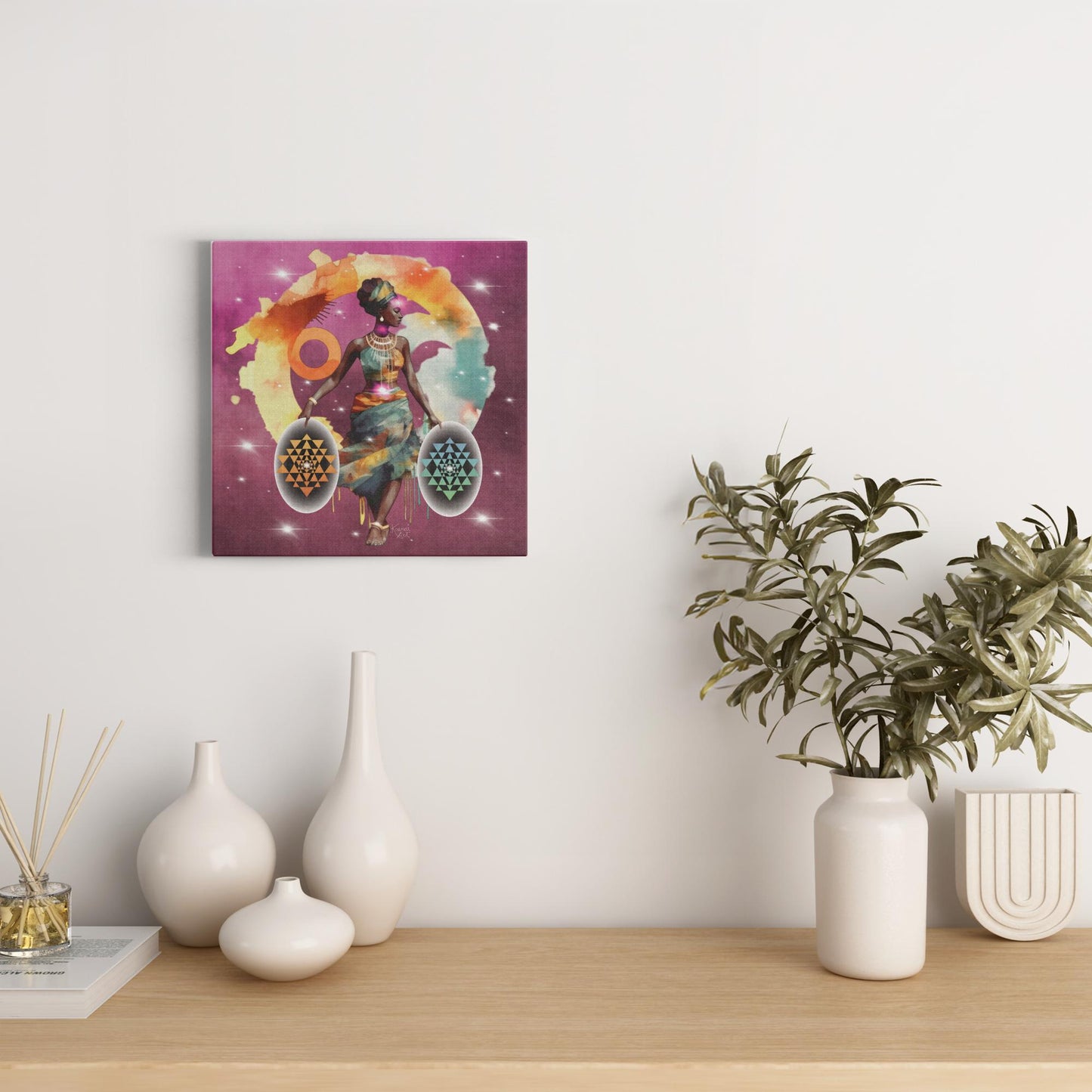 Walking With Energy Shree Yantra Canvas Art