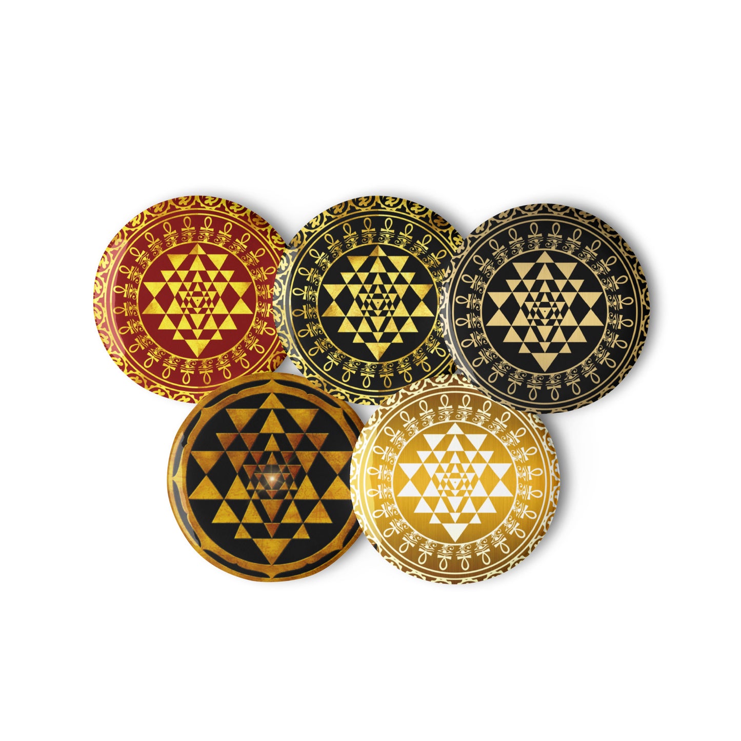 Set of Yantra Mandela pin buttons