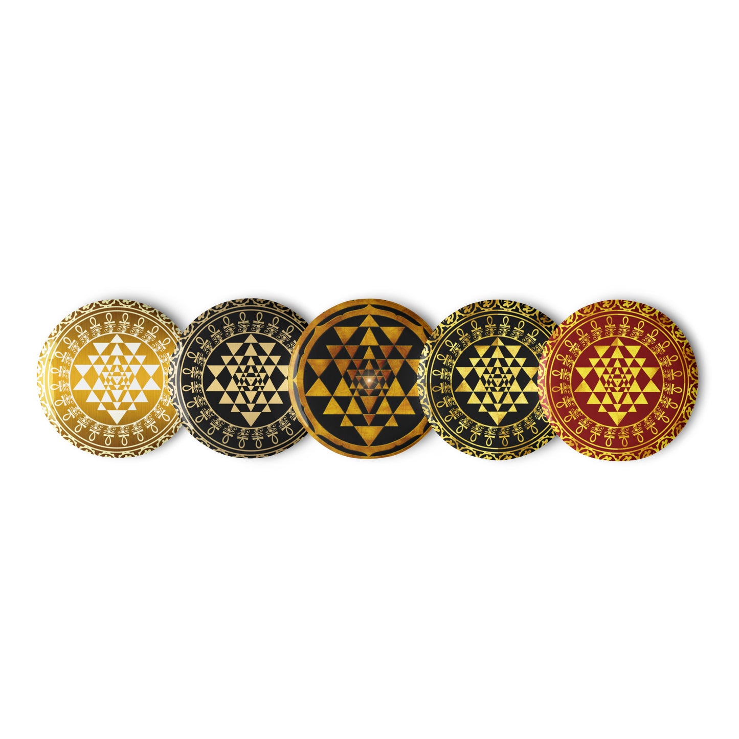 Set of Yantra Mandela pin buttons