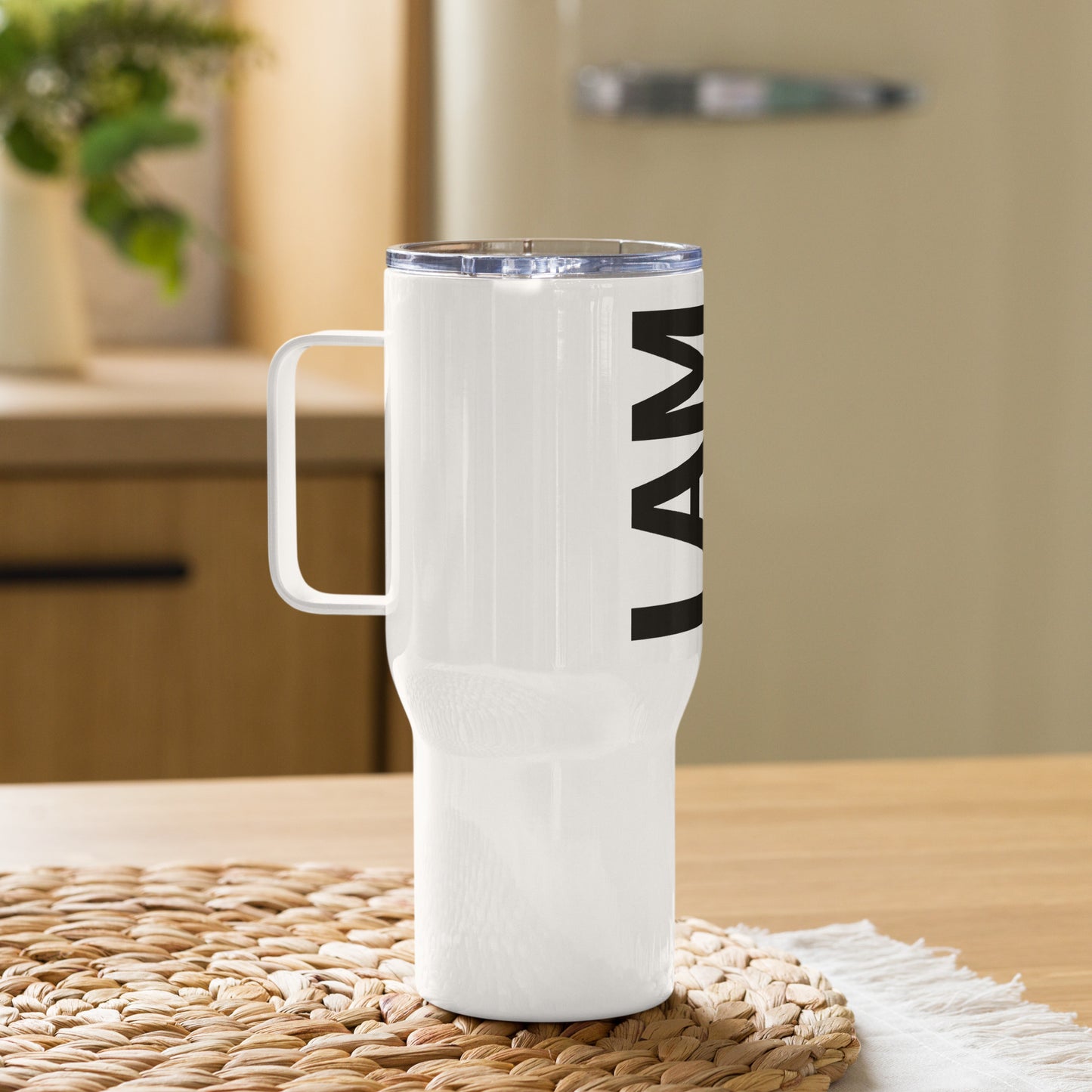 I Am Affirmation Travel mug with a handle