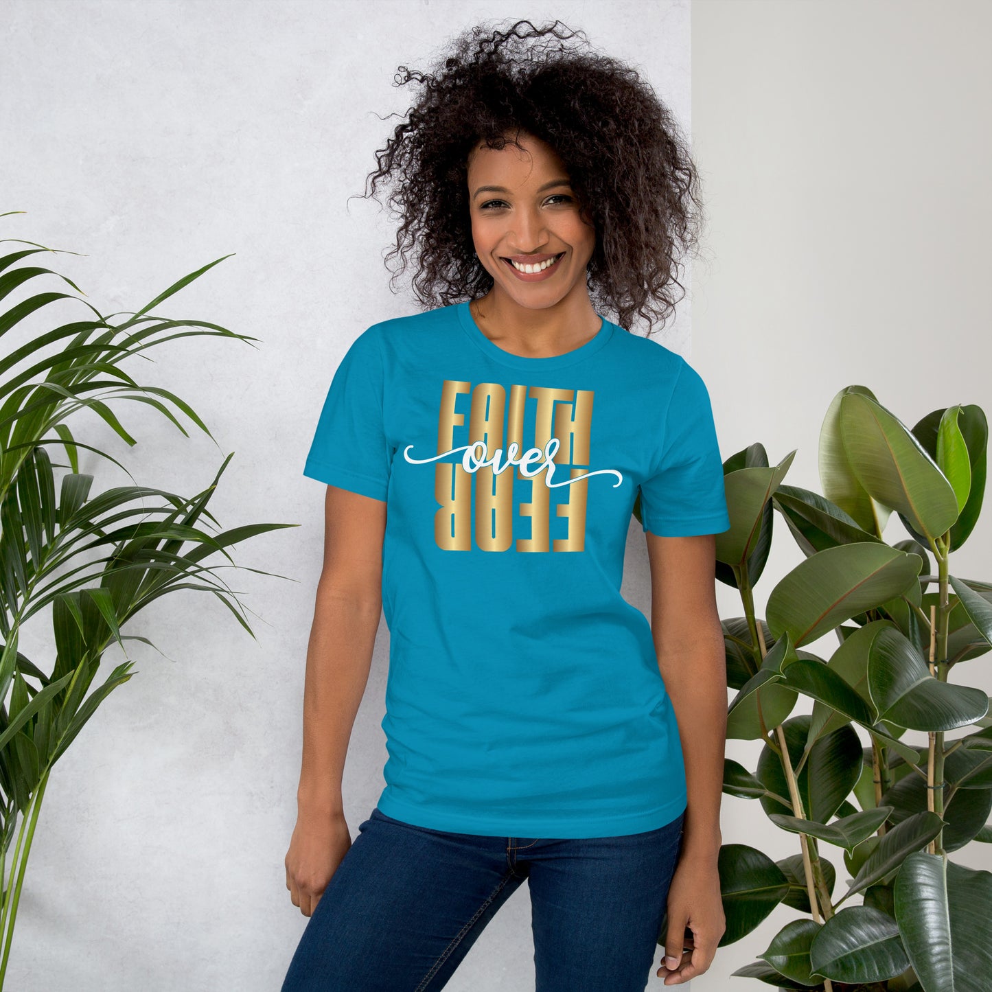 Faith over Fear in Gold Unisex t-shirt