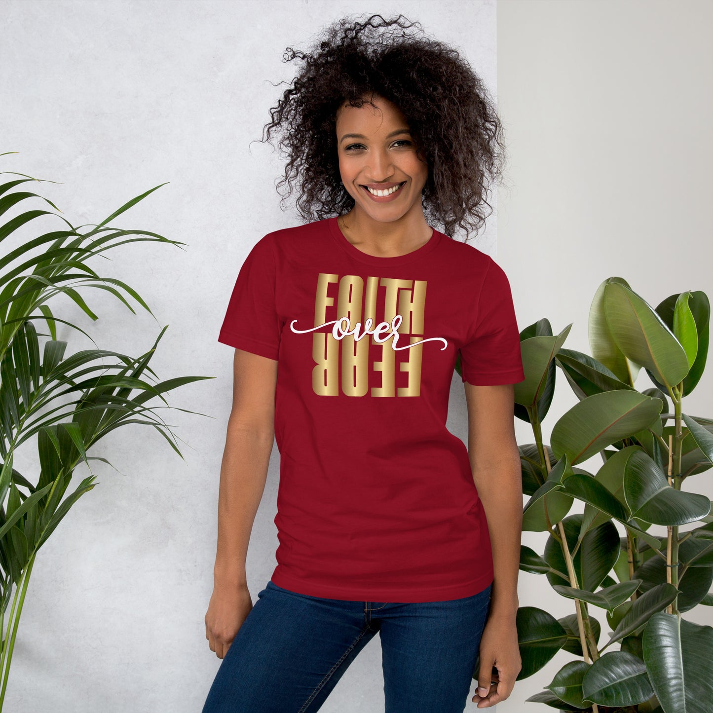 Faith over Fear in Gold Unisex t-shirt