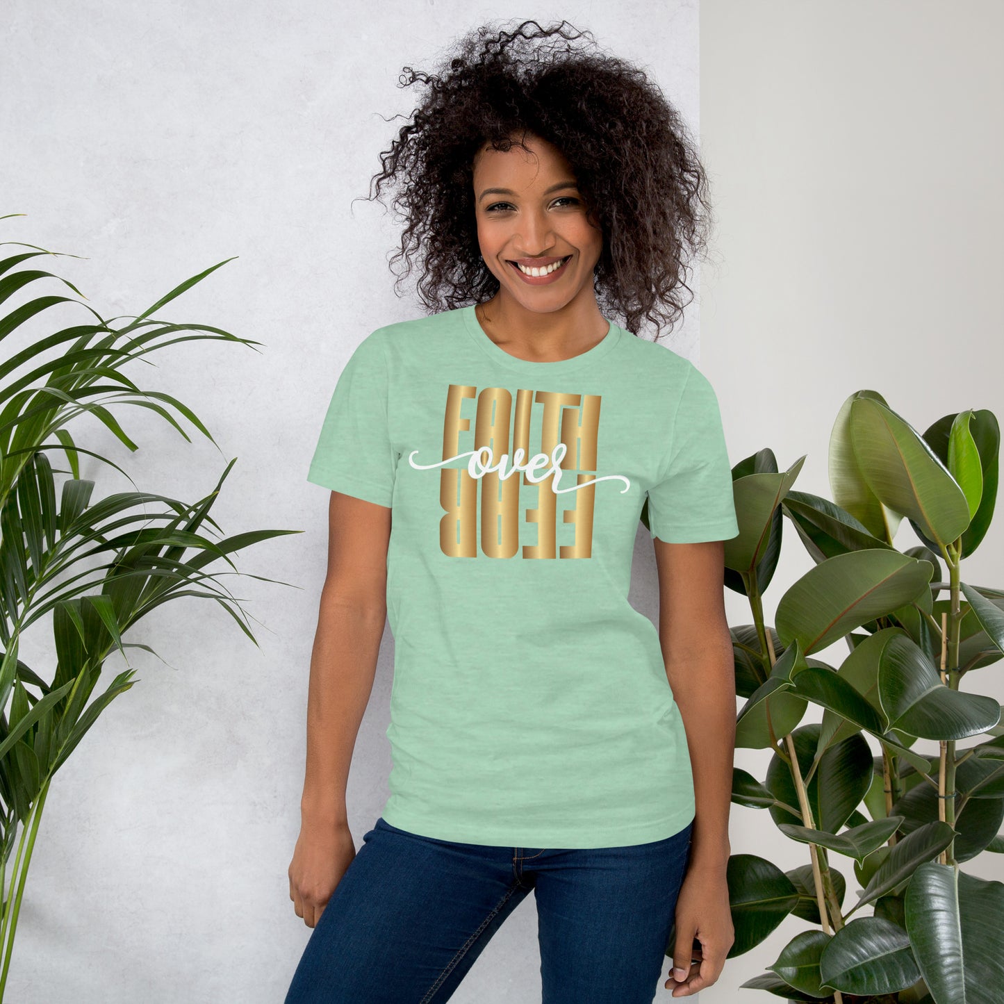 Faith over Fear in Gold Unisex t-shirt