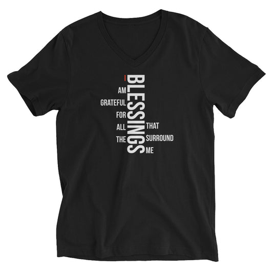 I Am Grateful For The Blessings two Unisex Short Sleeve V-Neck T-Shirt